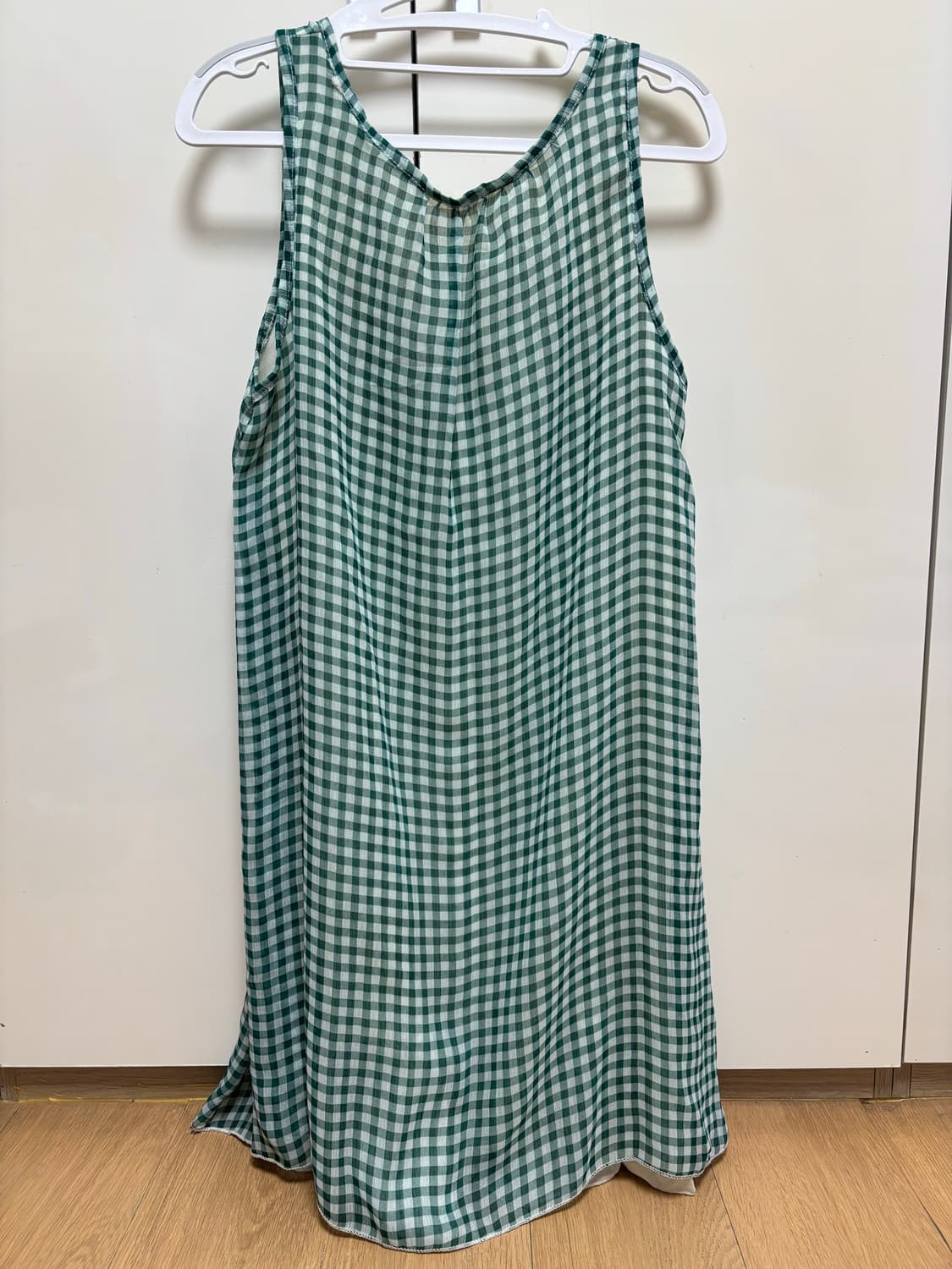 빈티지 그린 체크 레이어드 원피스 상품이미지2