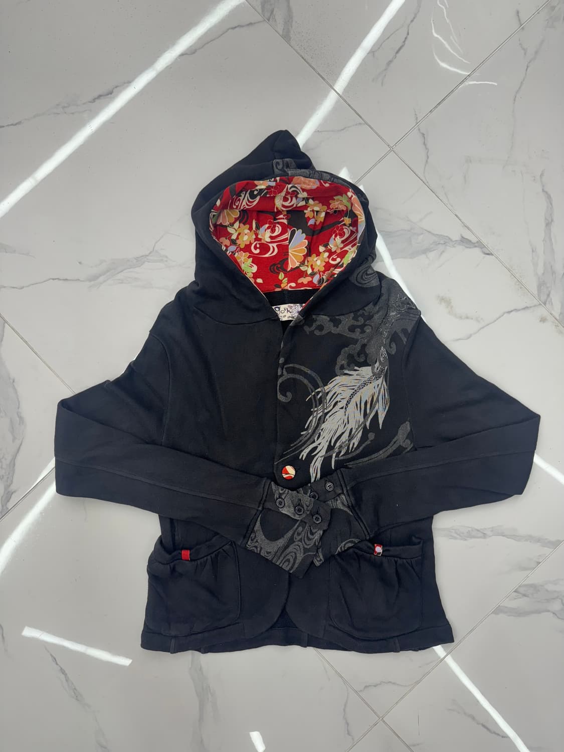 •Japanese vintage 고쿠 드래곤 프린팅 후드티 상품이미지1