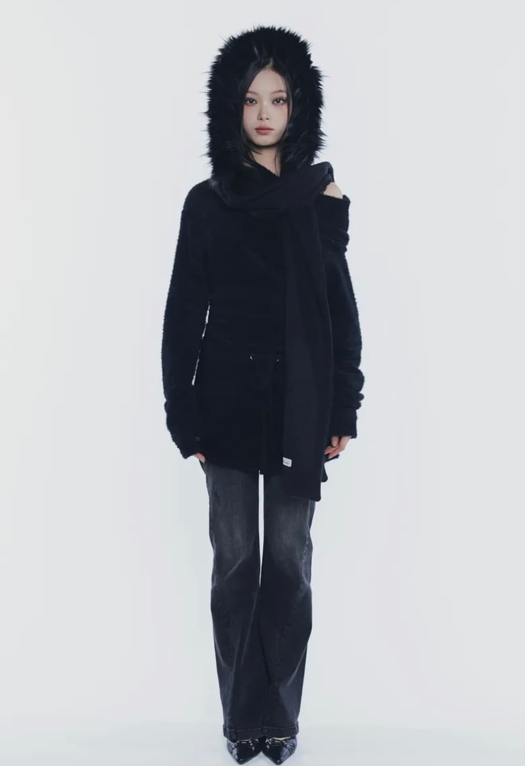 페인오어플레져 퍼 후드 머플러 바라클라바 블랙 유니섹스남녀공용 상품이미지2