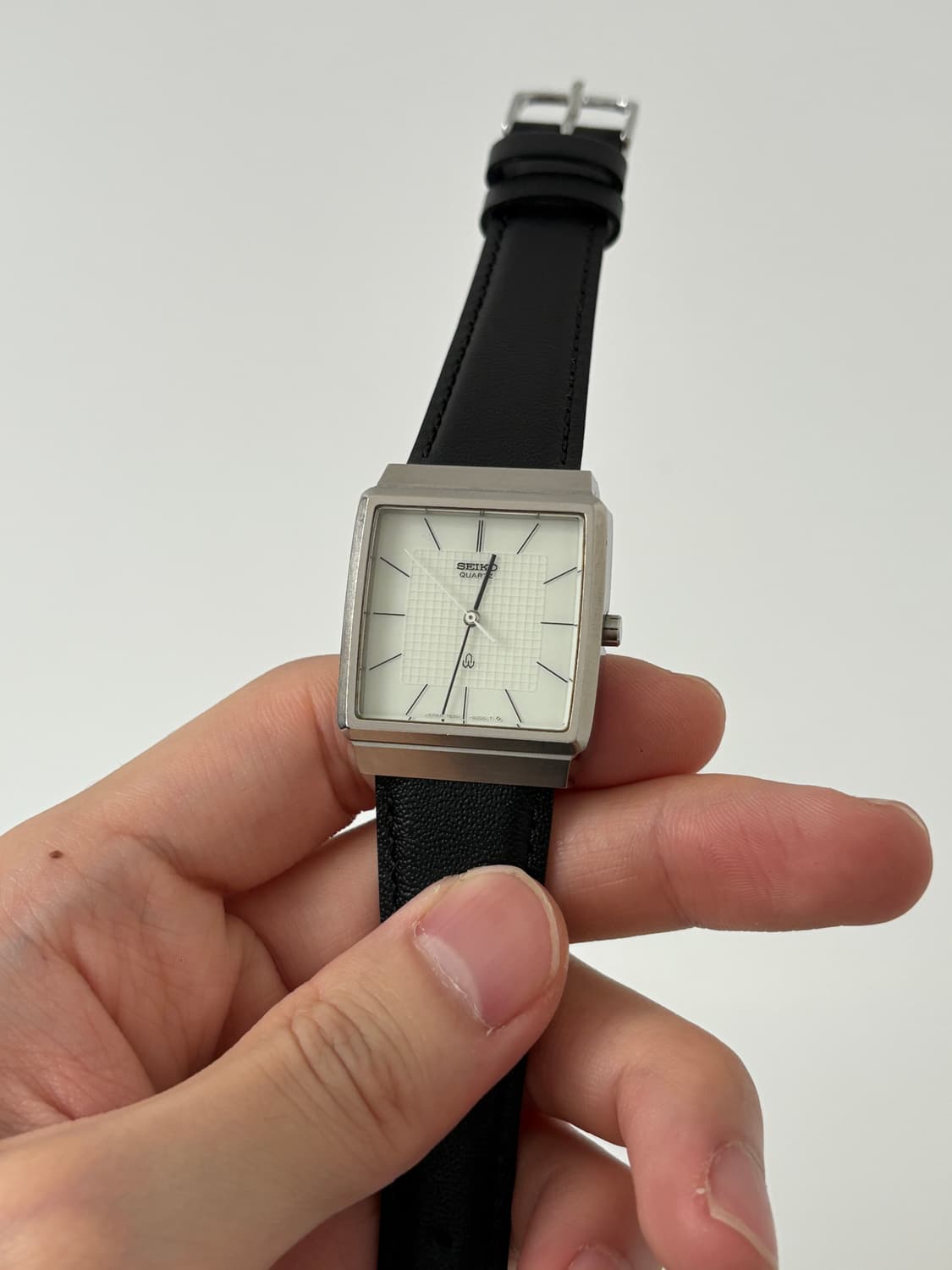 80s check texture dial silver square qua 상품이미지3