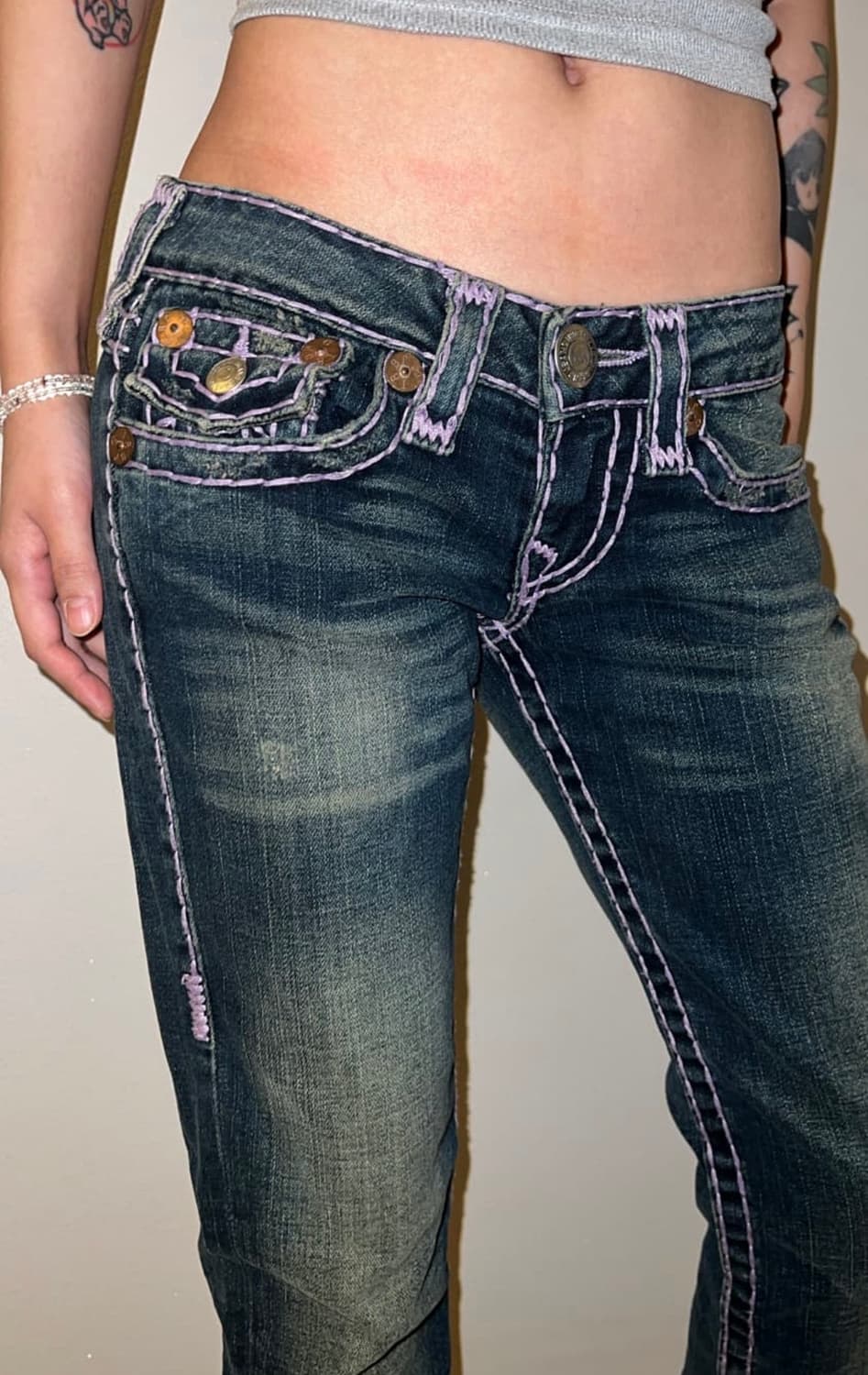 [26]트루릴리전 빌리 슈퍼티 세미 부츠컷/퍼플스티치/스판 상품이미지3