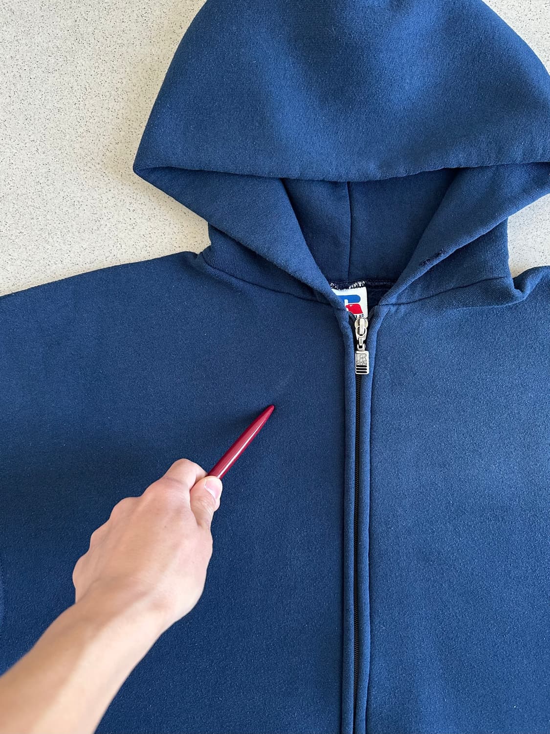 90s 빈티지 러셀 후드집업 네이비 L USA 상품이미지6