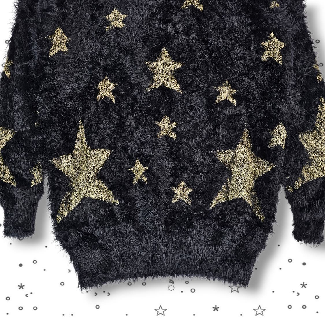  VTG 별 패턴 퍼 니트 상품이미지4