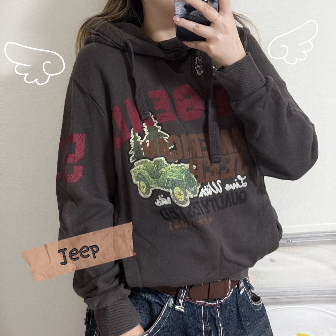 지프 올드스쿨 브라운 후드 상품이미지2