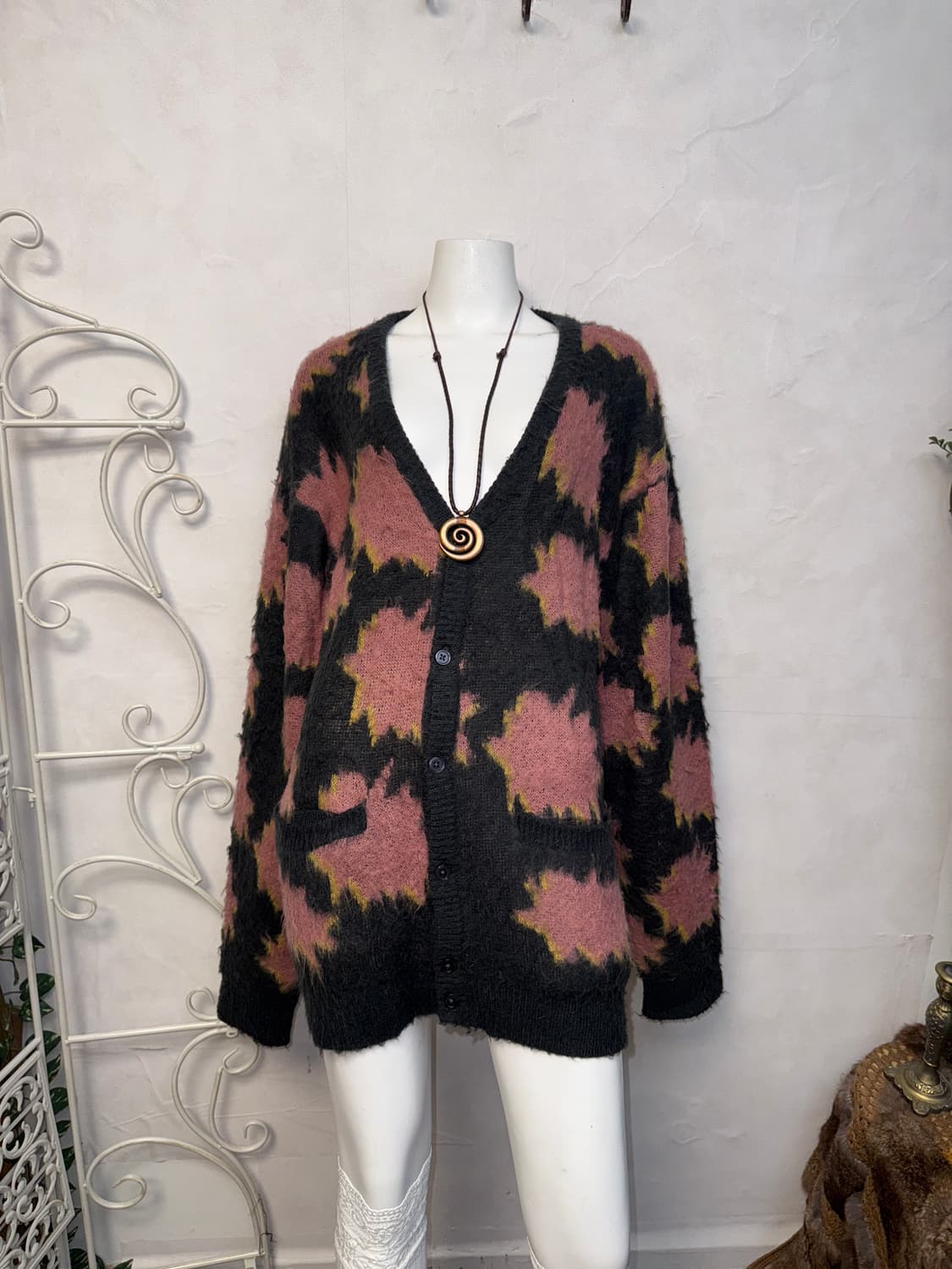 OBEY pink gray patterned over cardigan 상품이미지6
