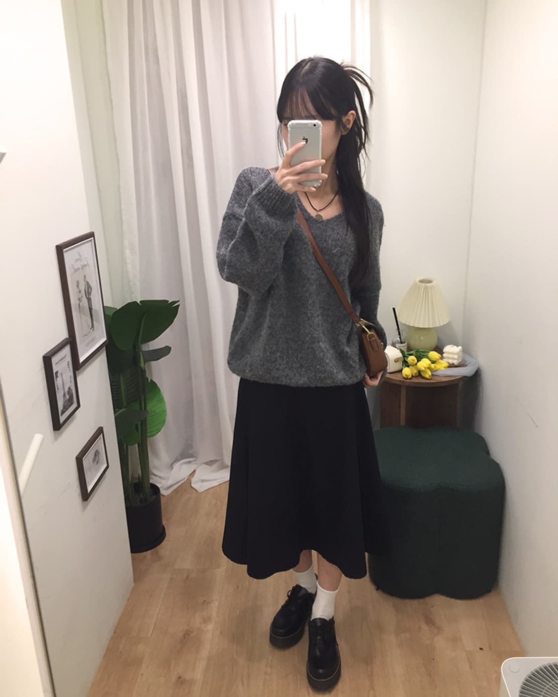 여성 빈티지 V넥 오버핏 니트 100 상품이미지1