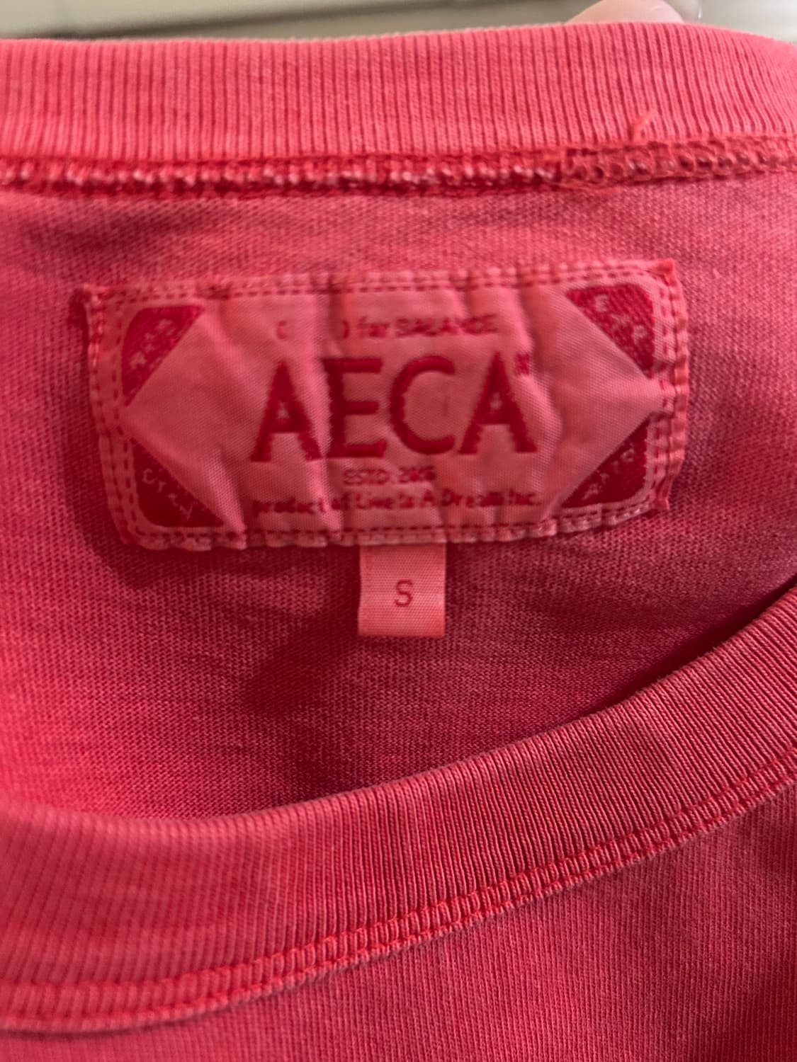 에이카화이트 half sleeve tee  반팔티 워시드 코랄 S 상품이미지3