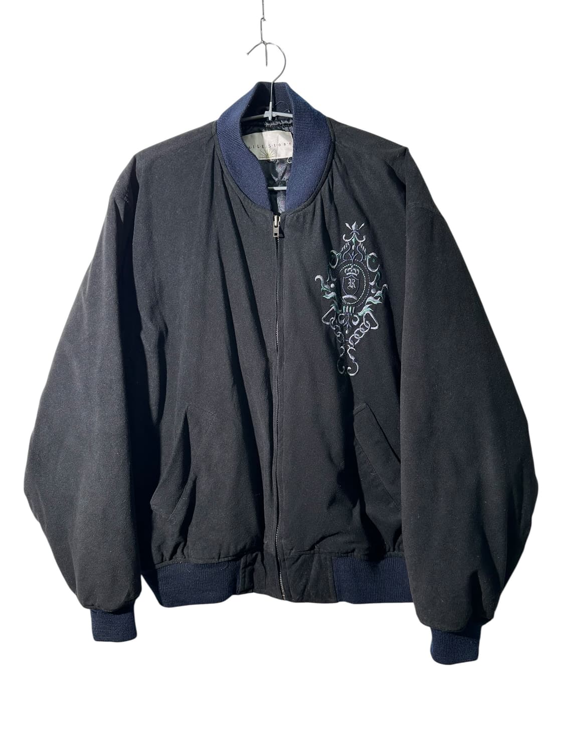 mile stone 자수 면 스웨이드 블루종 상품이미지1