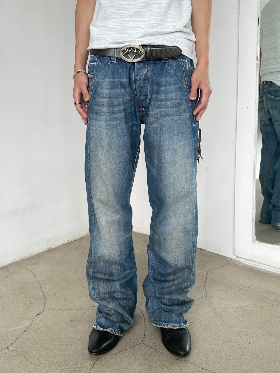 디젤 사이드 지퍼 플레어 데님 팬츠 상품이미지1