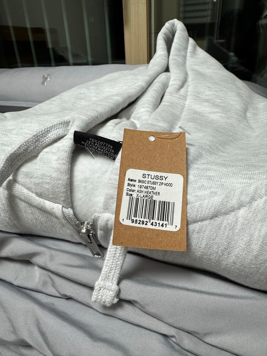 (새상품) 스투시 후드 집업 애쉬 헤더 (XL) 상품이미지4