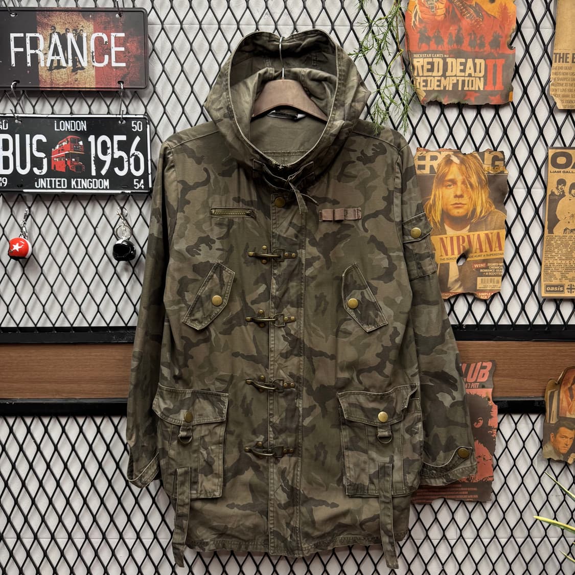 00s JPN VINTAGE 파이어맨 후드 자켓 전후면 카모플라쥬 상품이미지1