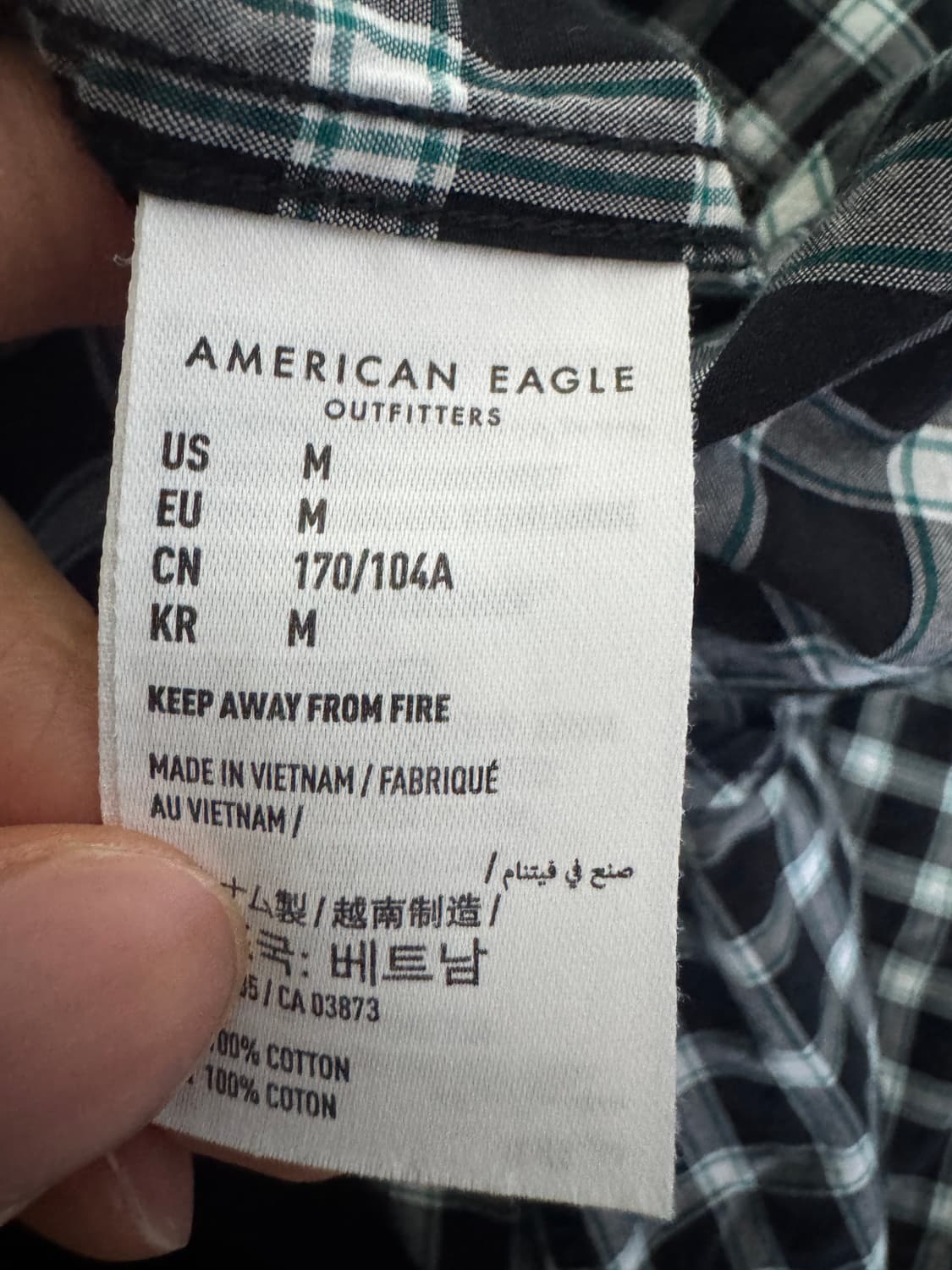 남성 아메리칸 이글 슬림핏 빈티지 체크 셔츠 M 상품이미지4