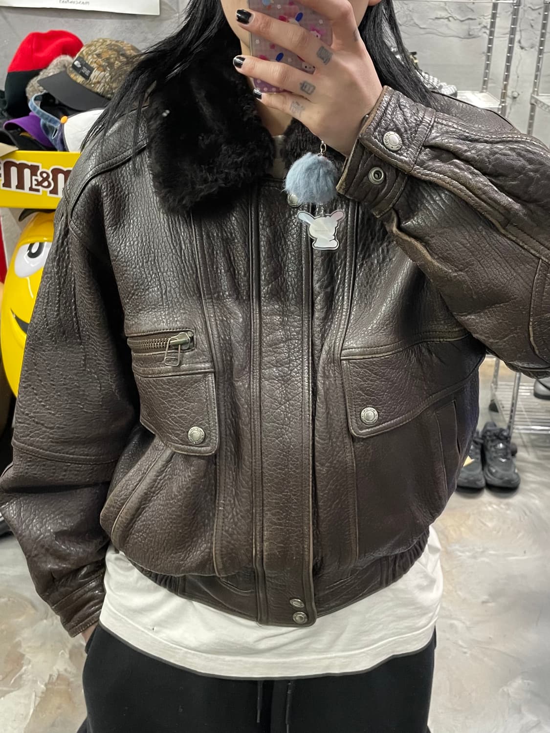 90s 랭글러 쉽스킨 A2 봄버 자켓 상품이미지10