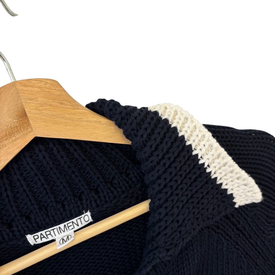파르티멘토 헤비웨이트 코튼 니트 자켓 네이비 상품이미지3