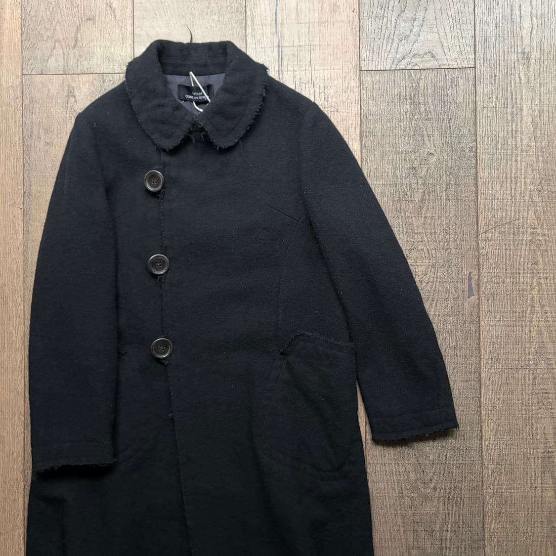 Closing Detail Distressed Wool Coat  상품이미지7