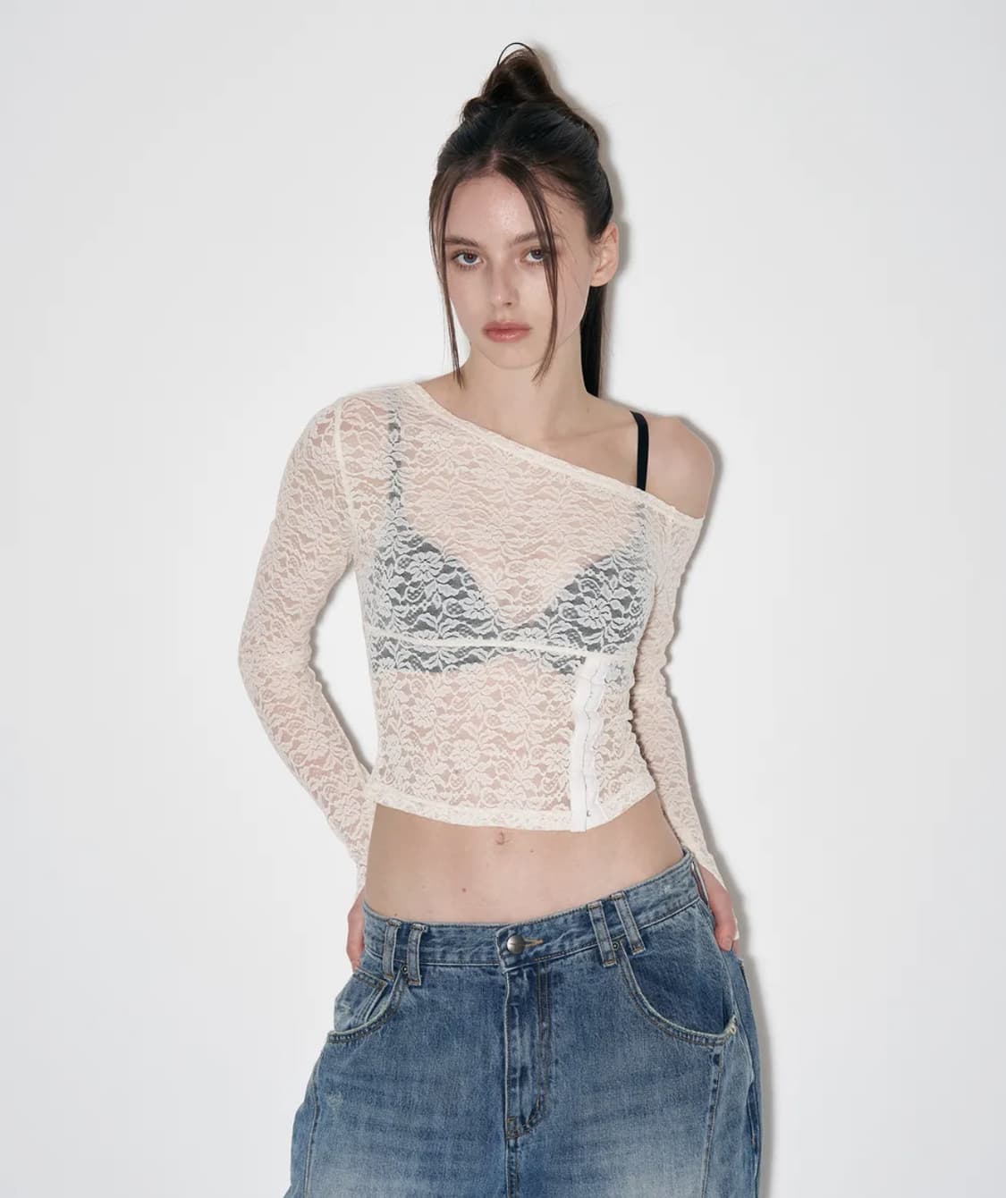 플리즈노팔로우 Eva Lace Corset Long Sleeve Top  상품이미지1
