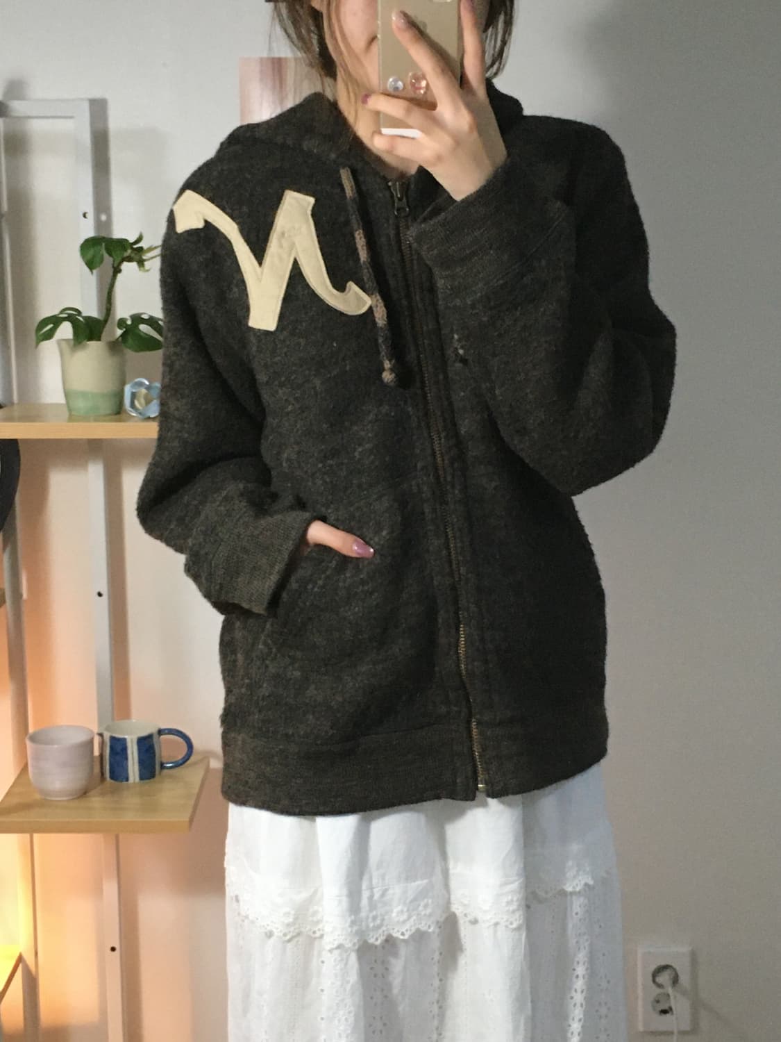 다크브라운 울 후드집업 상품이미지3