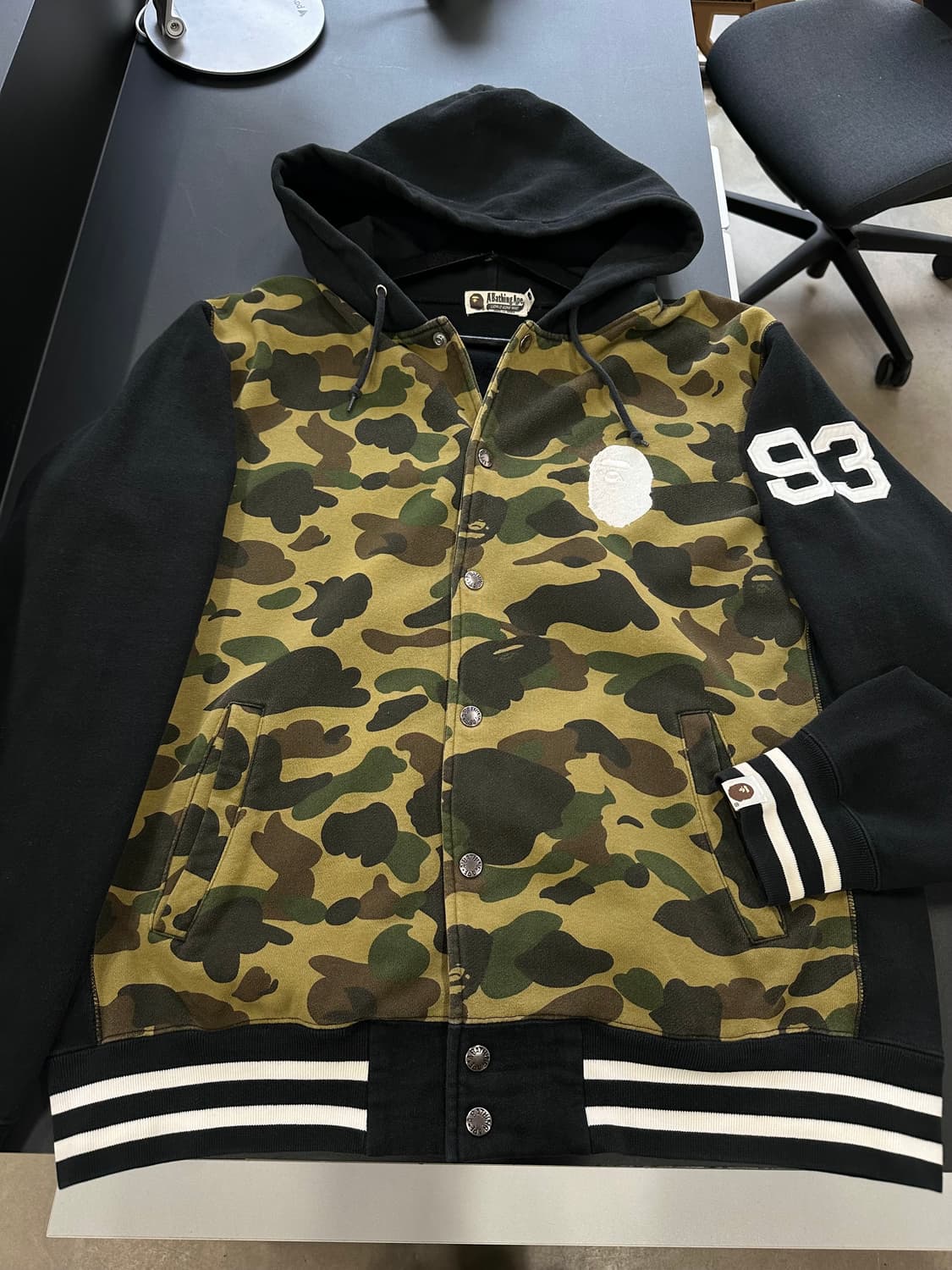 베이프 카모 넘버링 후드 스타디움 점퍼 녹계 XXL 상품이미지6