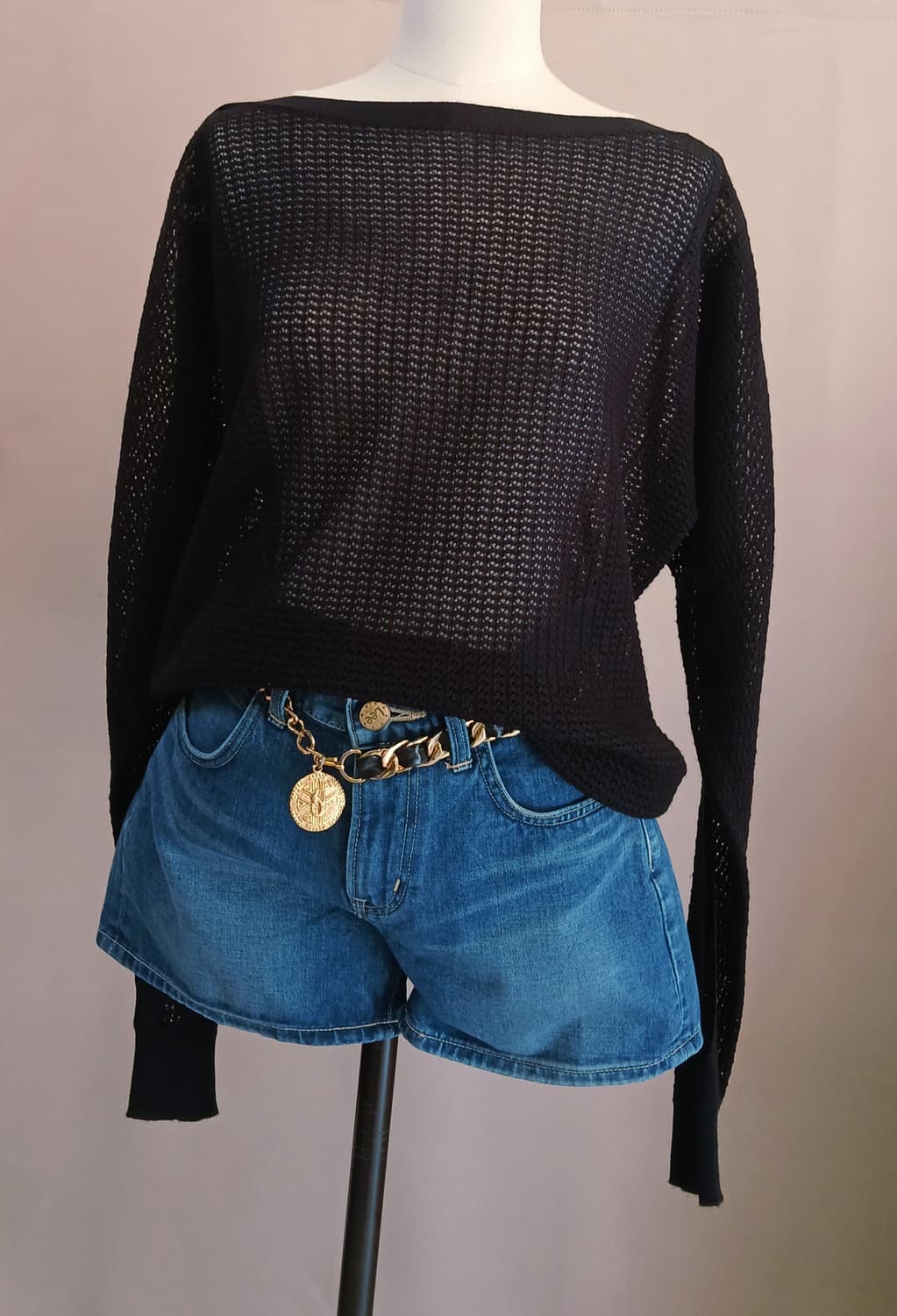 [Loose Fit] AllSaints ELLE 메쉬 오픈 숄더 니트 ( 상품이미지1