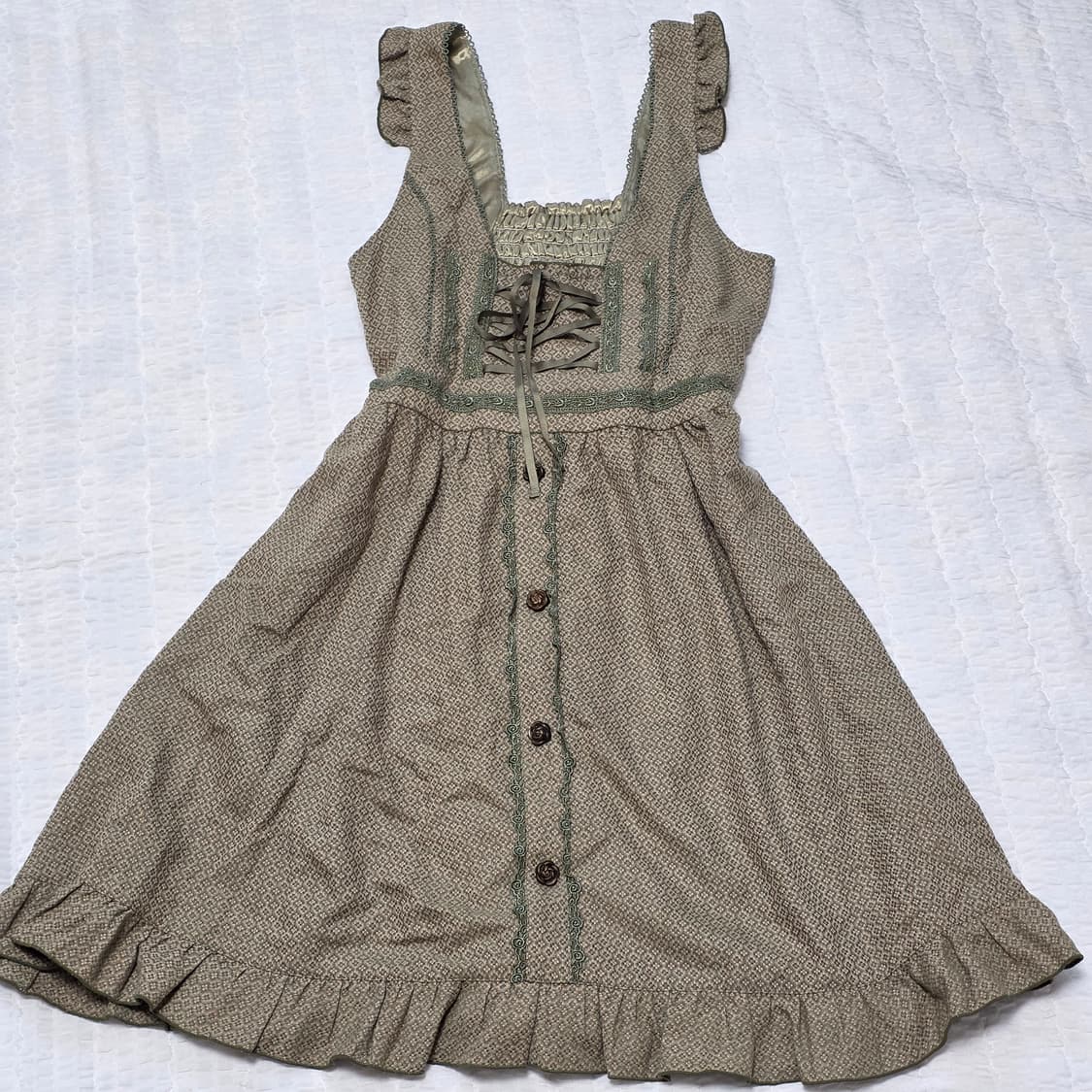 80s90s 앤틱 유럽풍 그린모리걸 원피스 상품이미지2