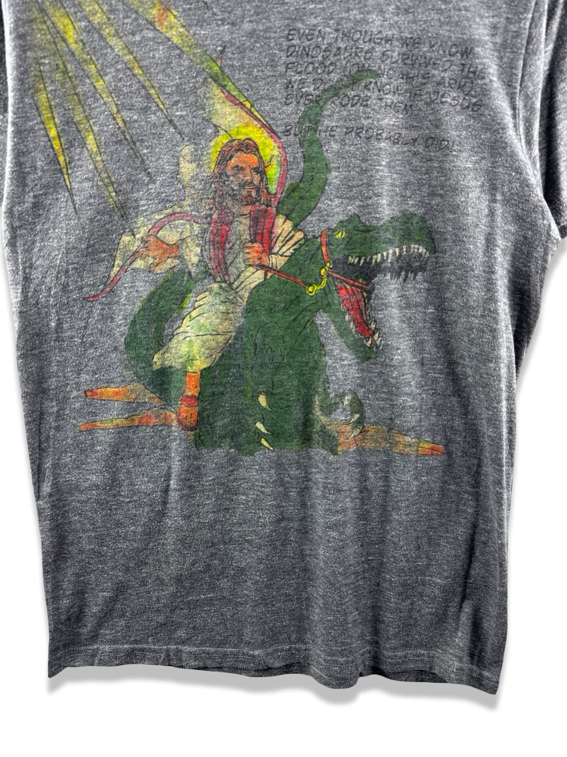 USA Jesus Riding a Dinosaur TEE3938 상품이미지5