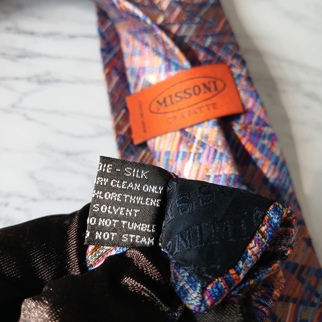 미쏘니 실크 블루 멀티 패턴 넥타이 8.5cm A등급 E860 상품이미지8
