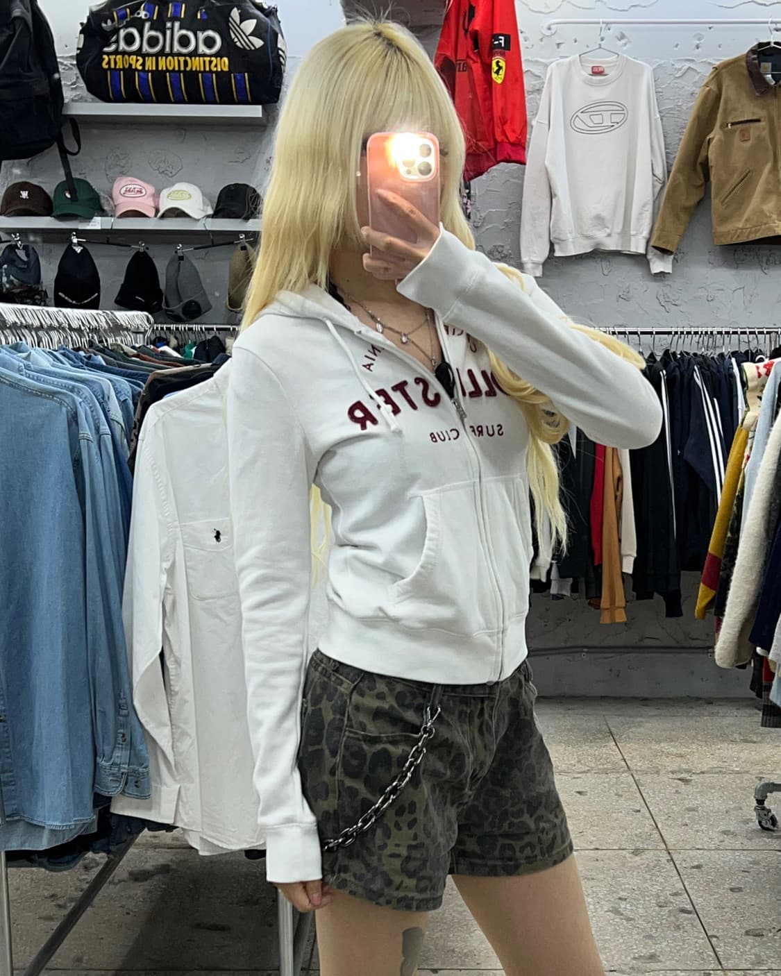 착샷O 홀리스터 화이트버건디 후드집업 상품이미지5