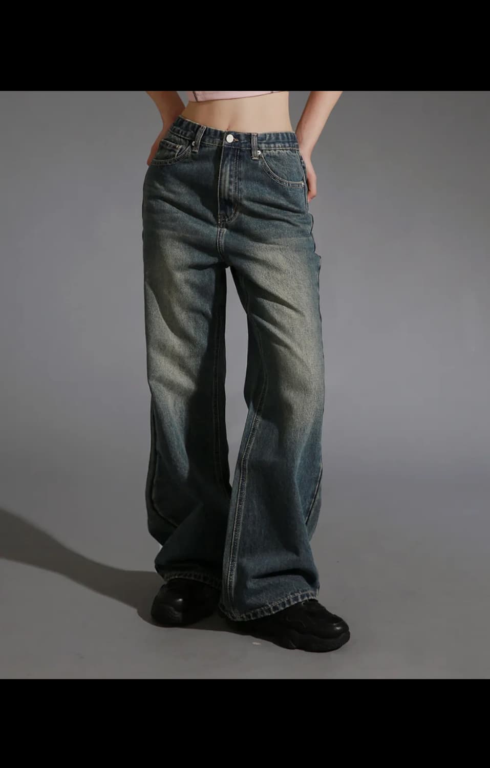 새상품 빈티지 워싱 세미부츠 데님 상품이미지1