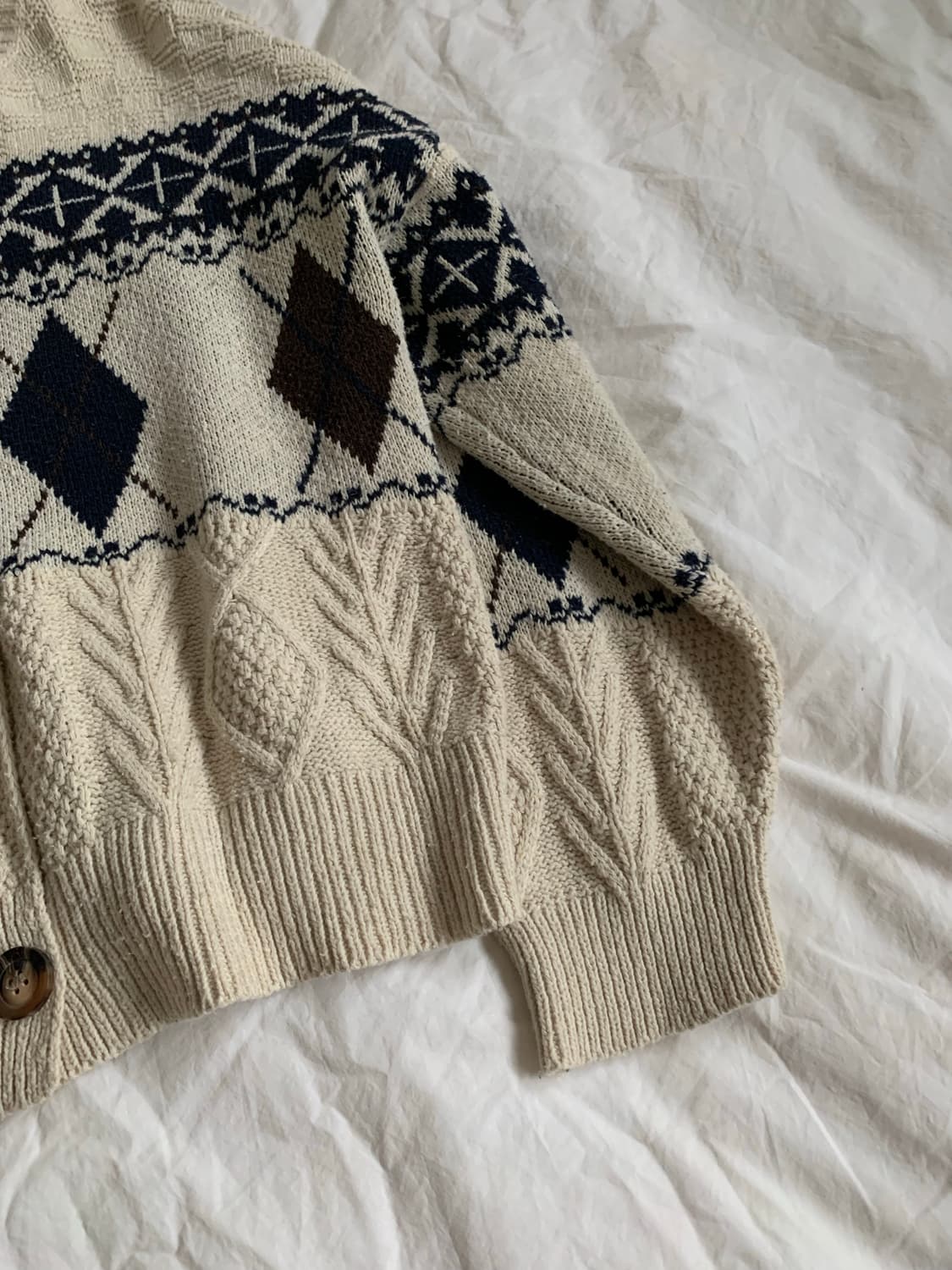 베이지 아가일 가디건 상품이미지3