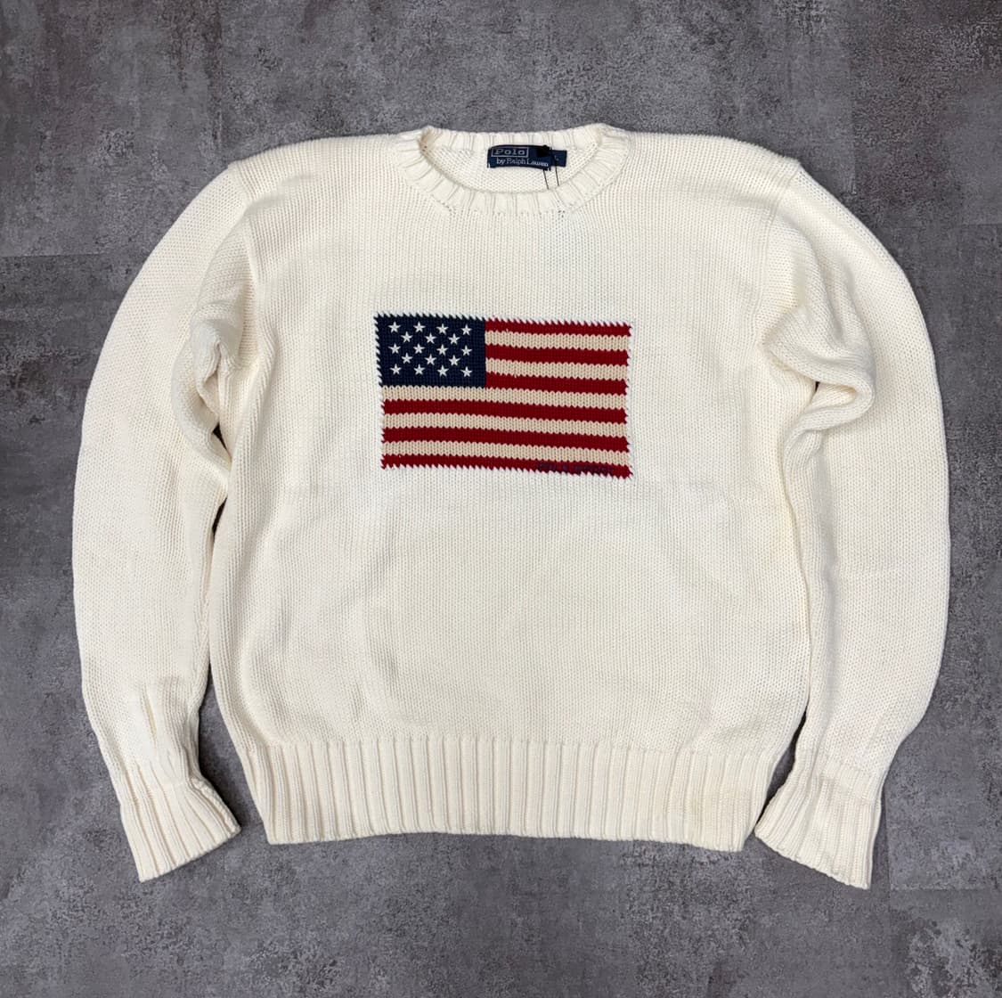 90s 폴로 랄프로렌 성조기 니트 아이보리 상품이미지1