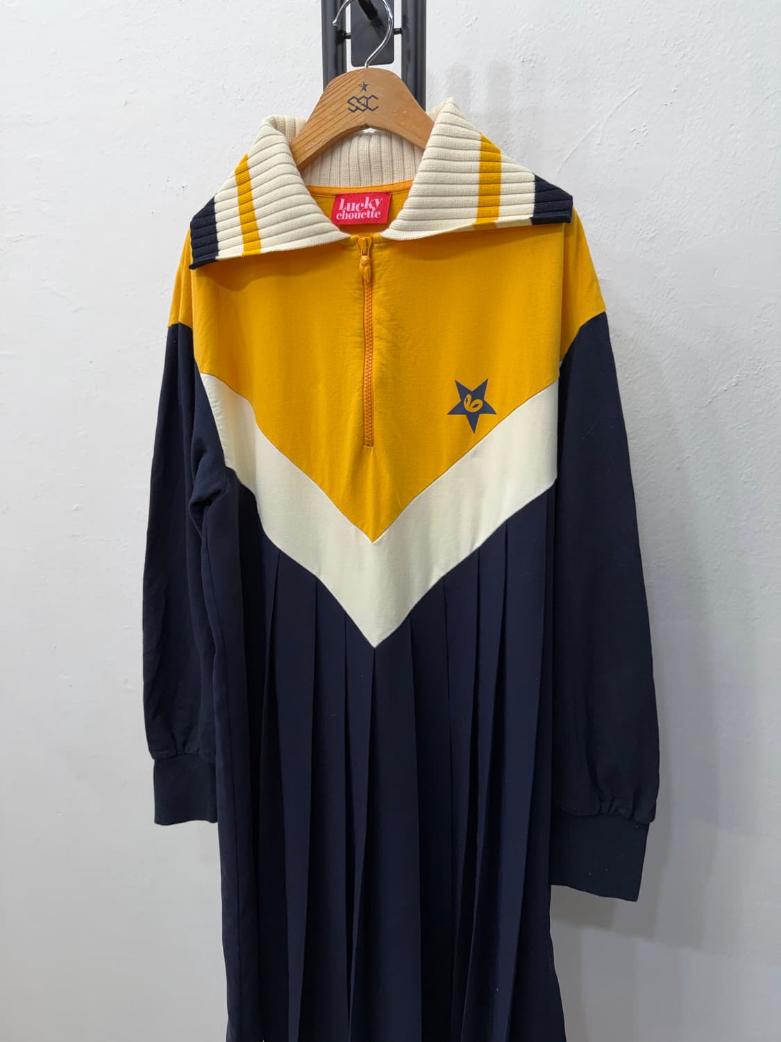 정품) 럭키슈에뜨 카라넥 주름 원피스 36 상품이미지3