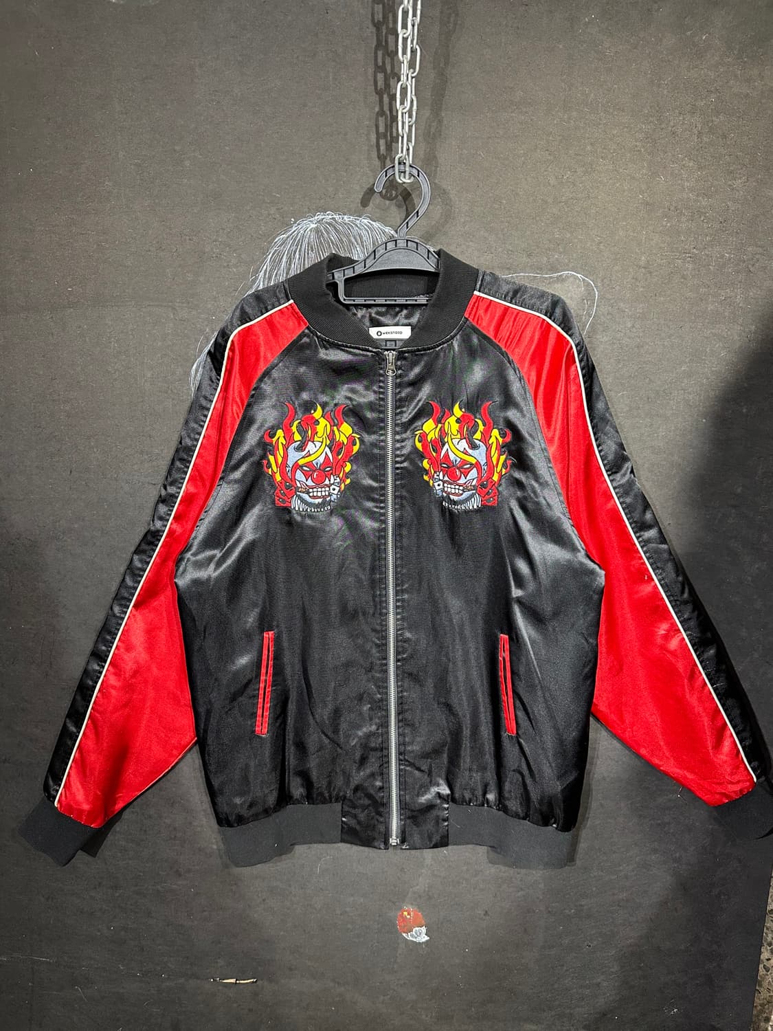 일본빈티지 Weksnoop 블랙 악마 불 자수 스카잔  L 상품이미지6