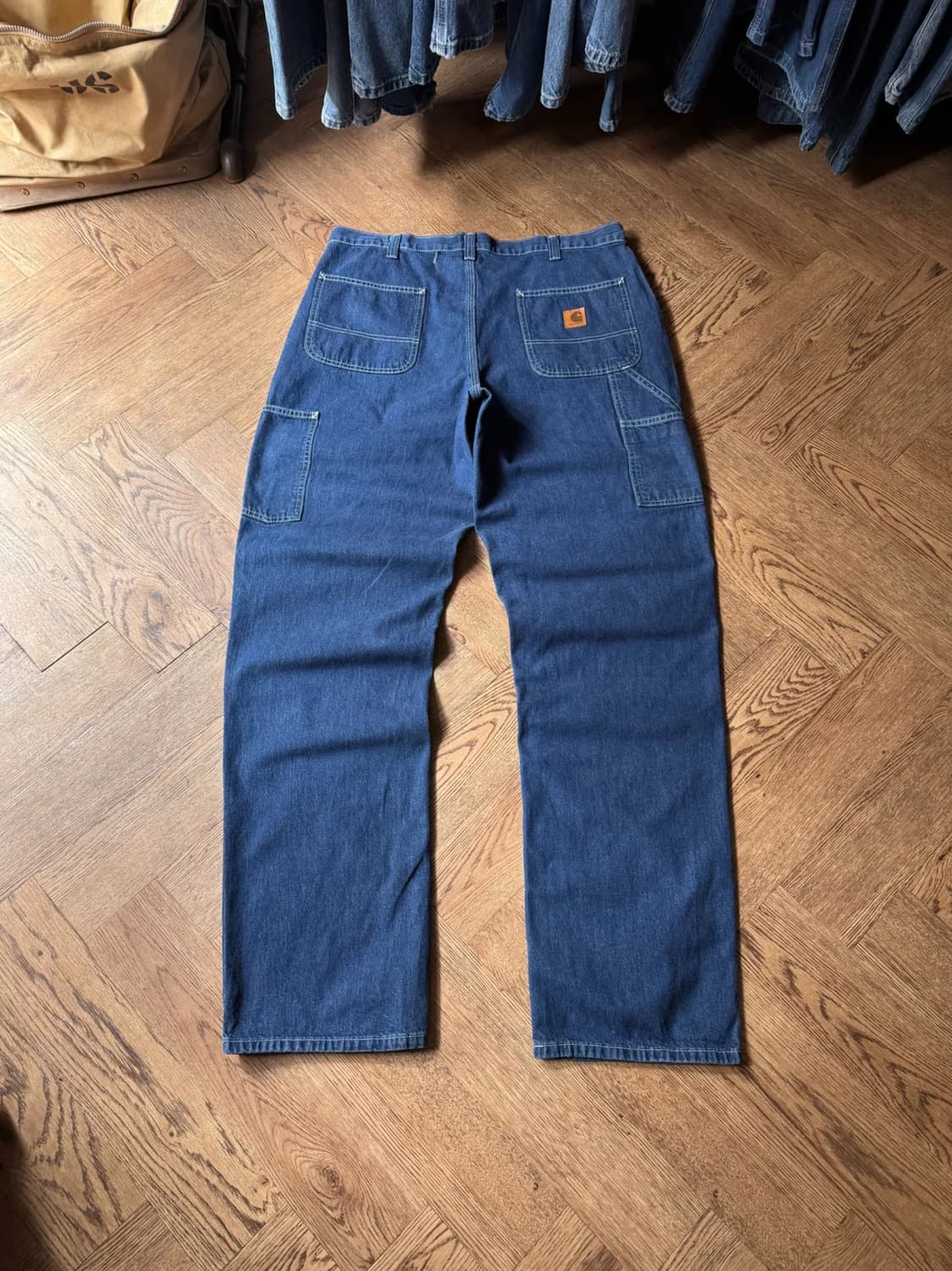 [36]칼하트 USA 싱글 디스트로이드 다크블루 싱글니 워크 데님 팬츠 상품이미지1