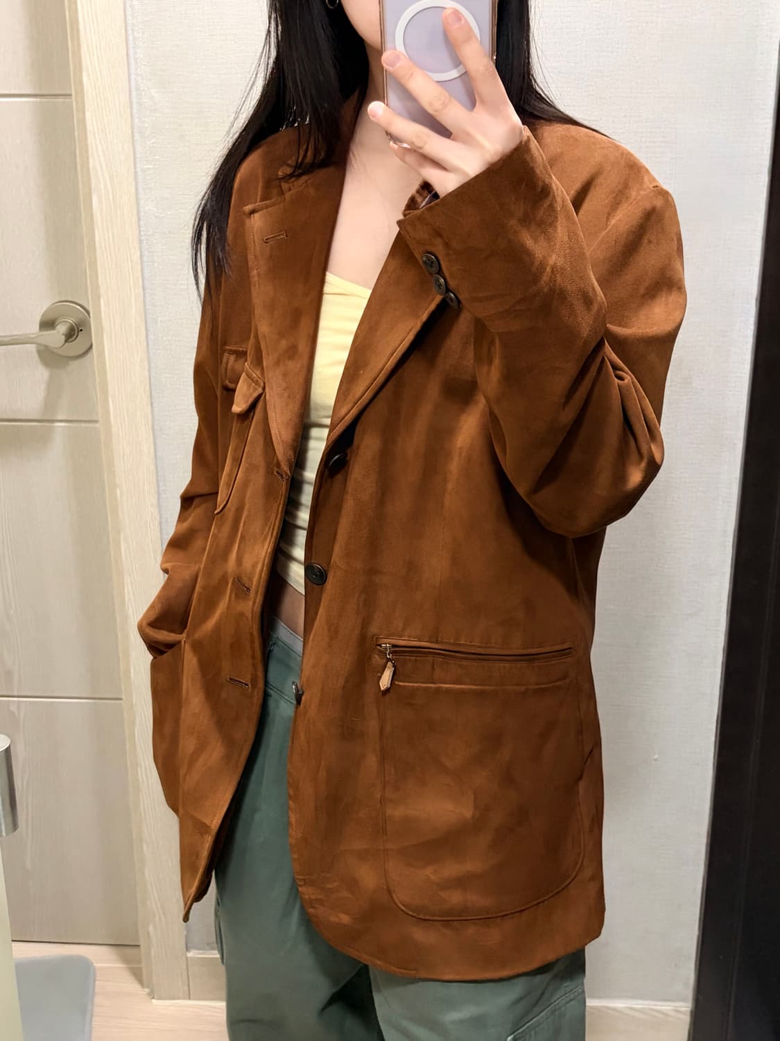 MACCHIO 빈티지 브라운 스웨이드 자켓 상품이미지1