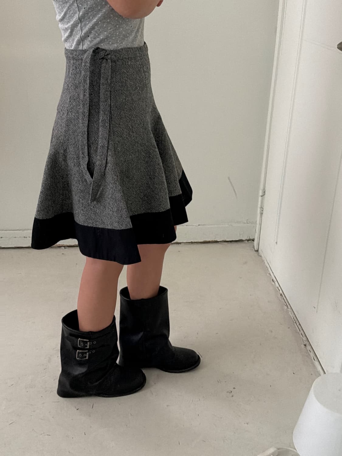 일본빈티지 아그네스베 투톤 플레어 미디스커트 상품이미지2