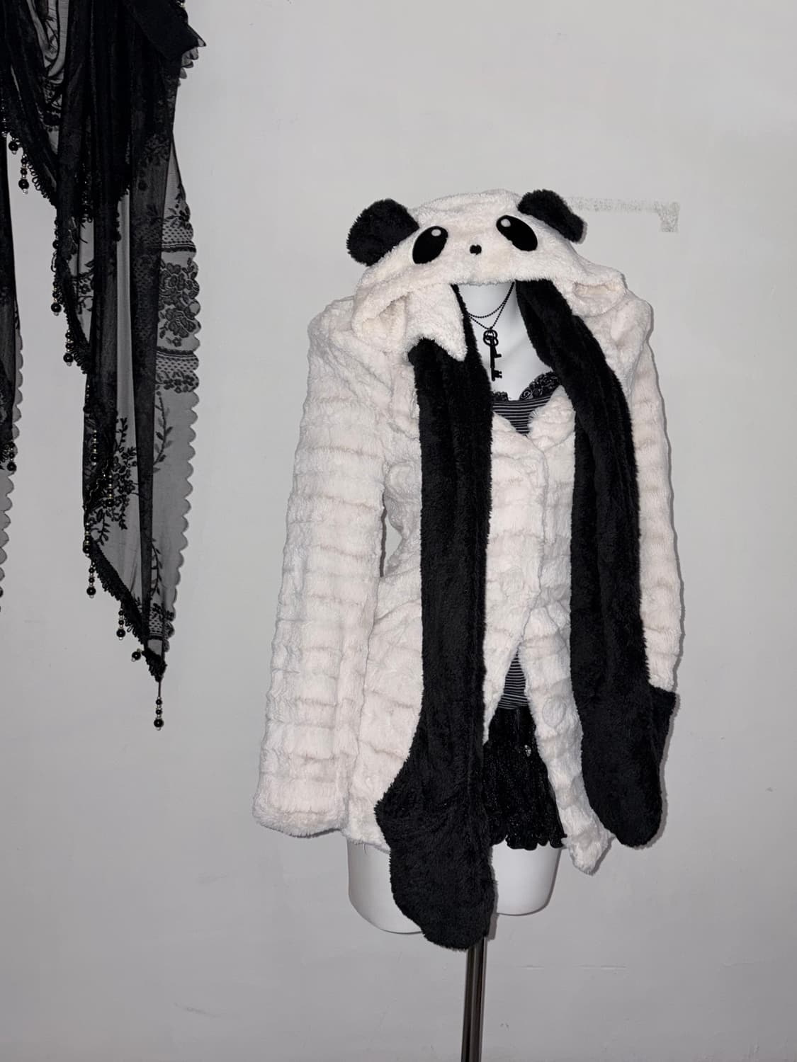 팬더 털모자 갸루 포켓  상품이미지3