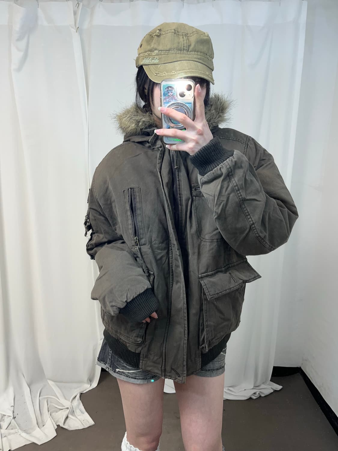 00‘s 브라운 ma-1 울프죠 야상 봄버 자켓 상품이미지4