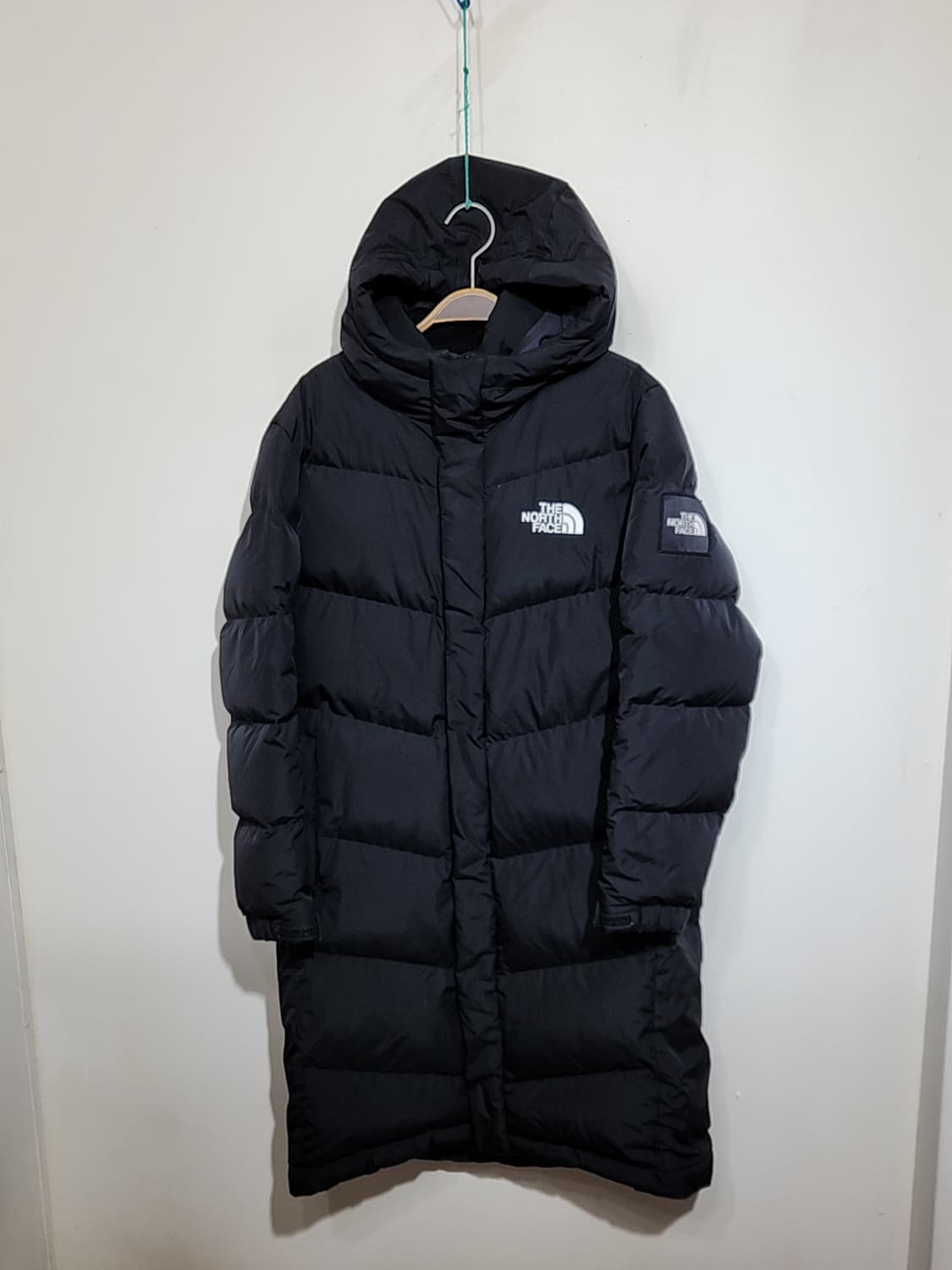 (M) 노스페이스 거위털 롱패딩 점퍼 블랙 후드 구스다운 패딩코트  상품이미지1