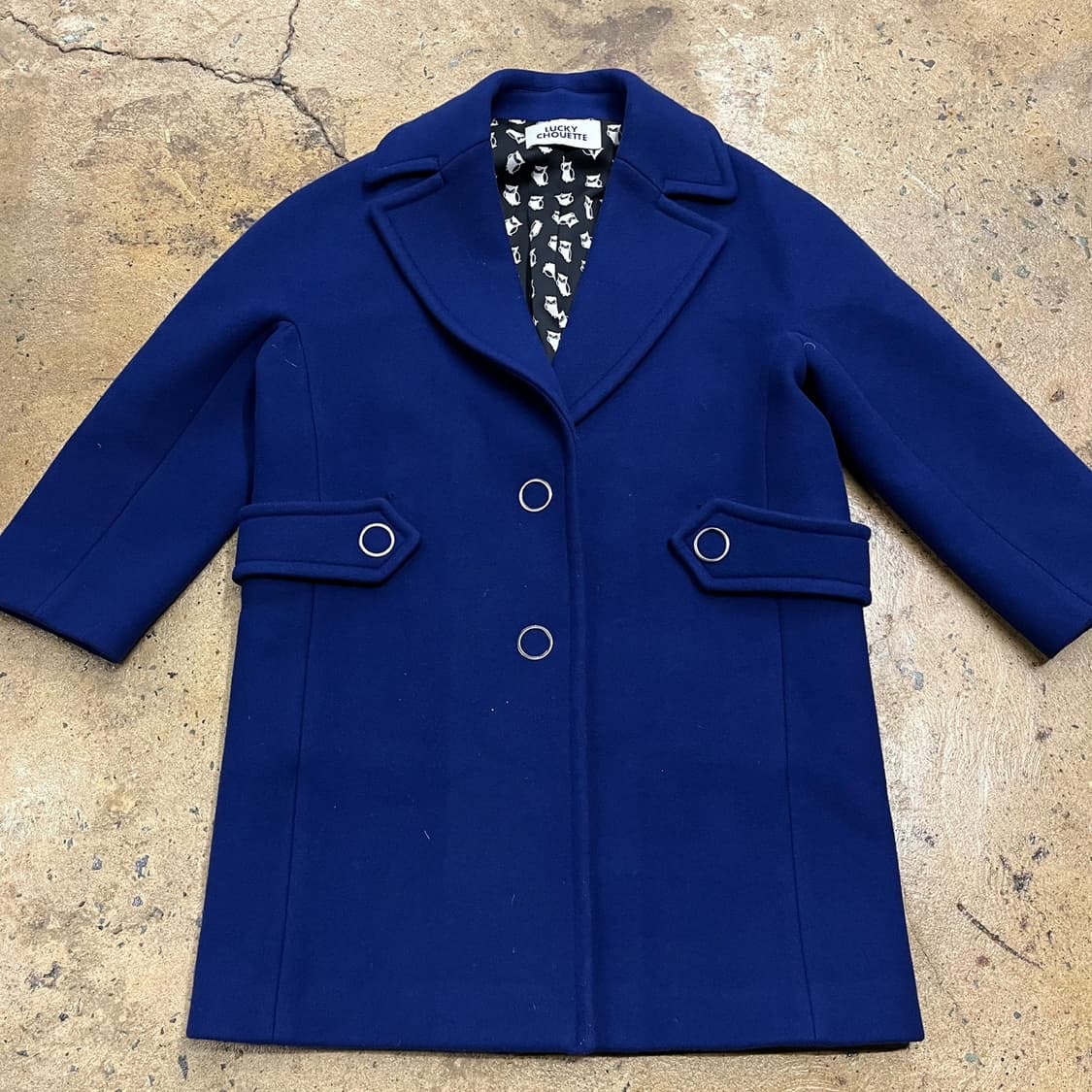 [정품/36] 럭키슈에뜨 블루 컬러 울 코트 b15 상품이미지2