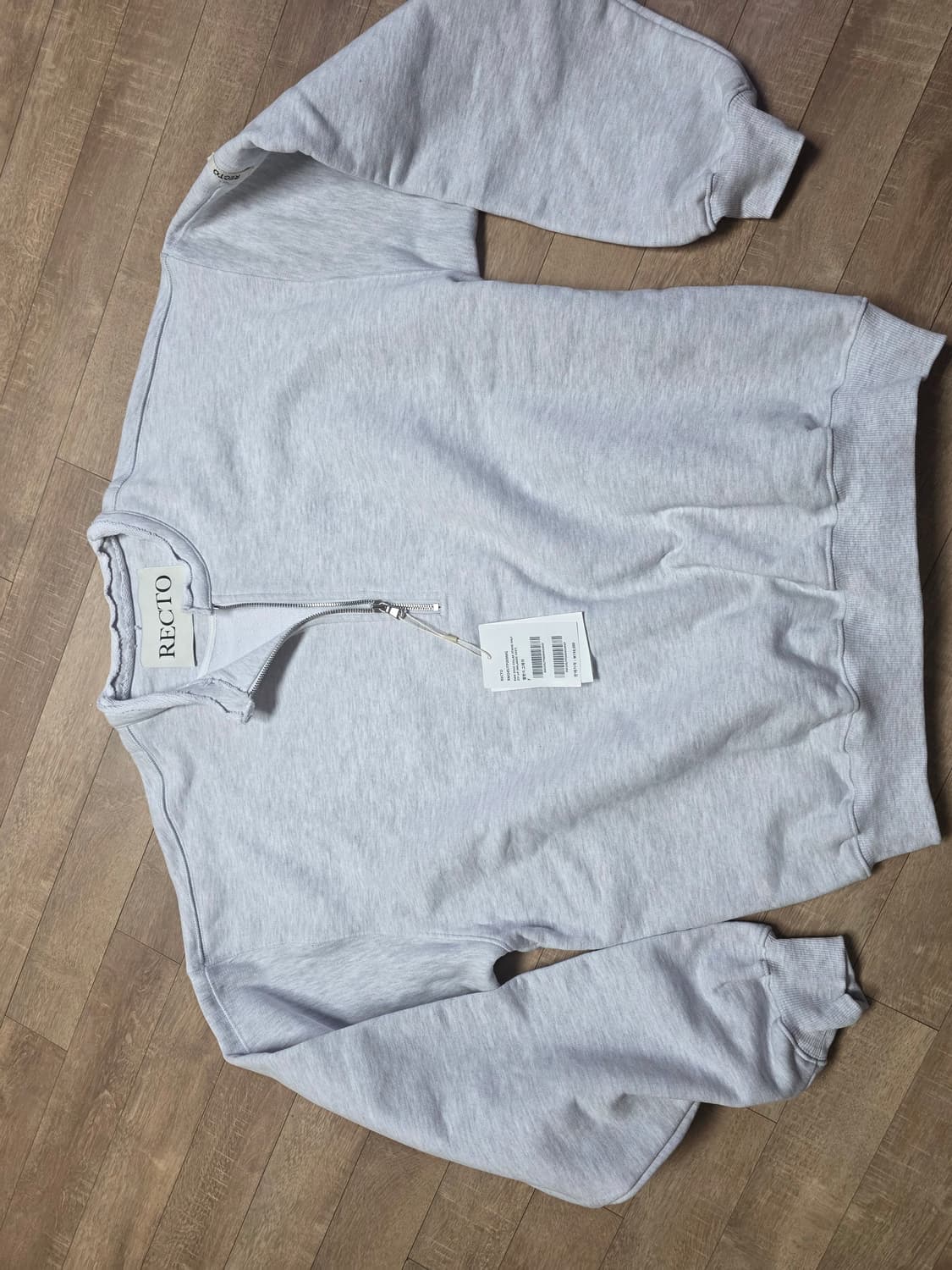 렉토 로우 엣지 카라 스탠드 하프집업 맨투맨 그레이 os 상품이미지3