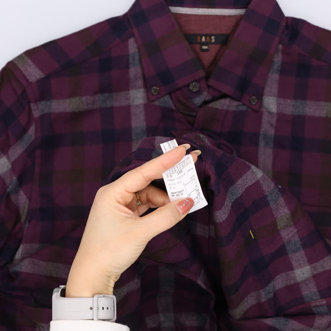 [100] 닥스 퍼플 체크 셔츠 남방 0108J 상품이미지5