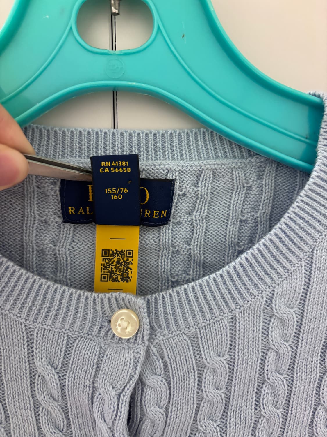 폴로랄프로렌 걸즈 가디건 XL 하늘색 상품이미지3