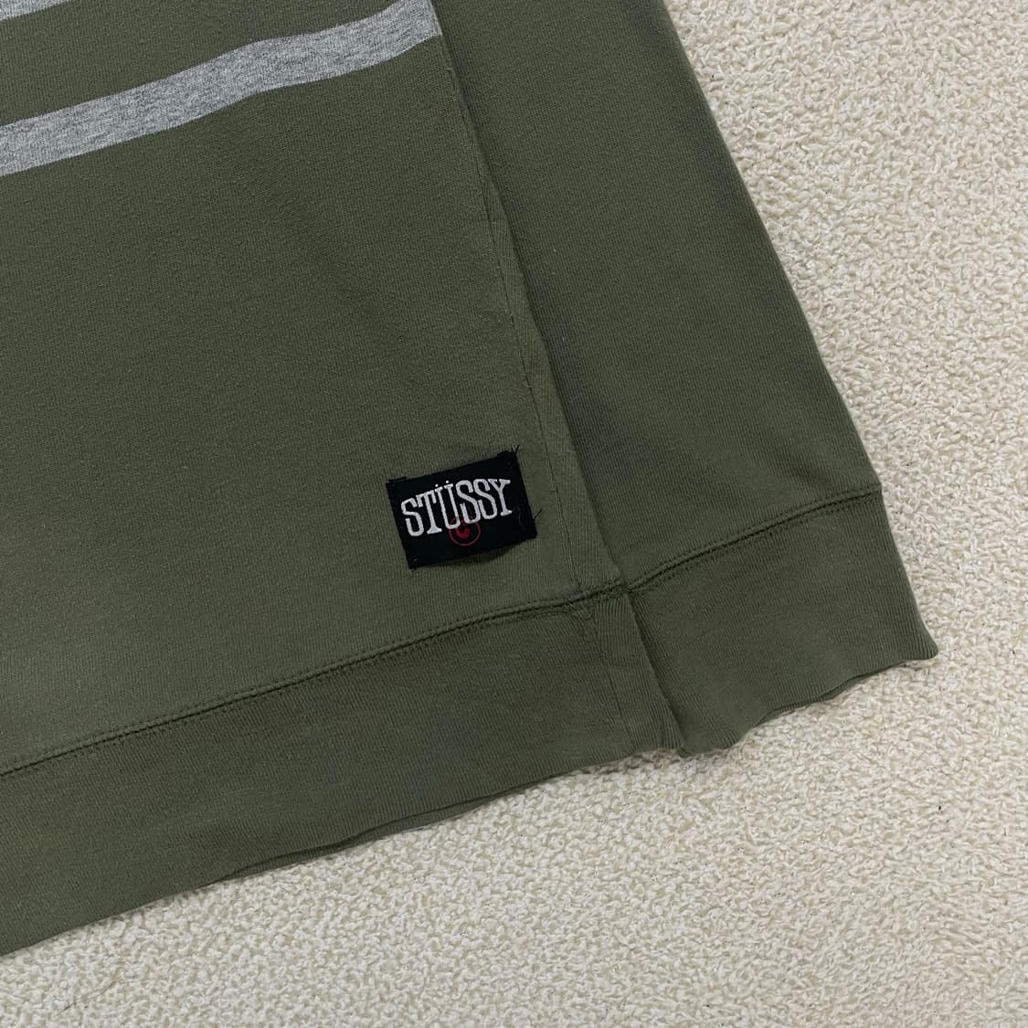 스투시 Stussy 00s 스트라이프 맨투맨 카키 상품이미지3