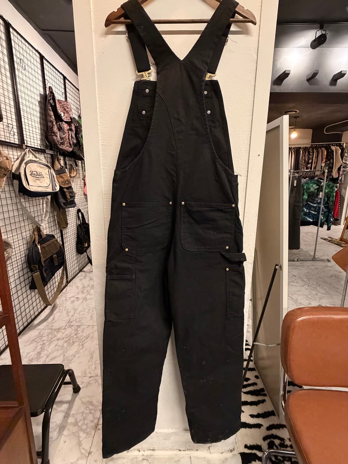 (정품/M) 칼하트 데님 오버롤 블랙 a1 상품이미지2