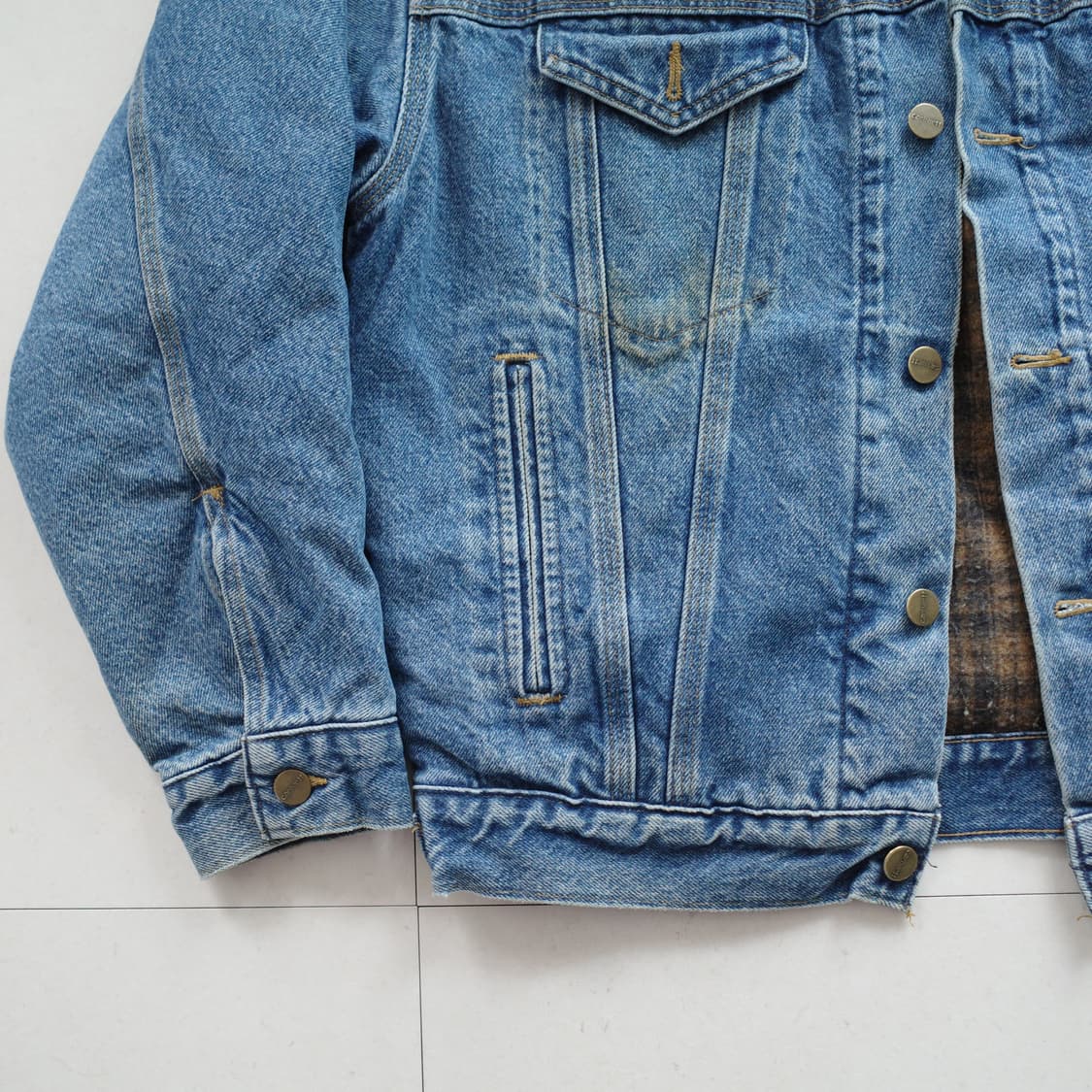 90s 칼하트 MADE in USA J11 블랭킷 데님 트러커 자켓 M 상품이미지4