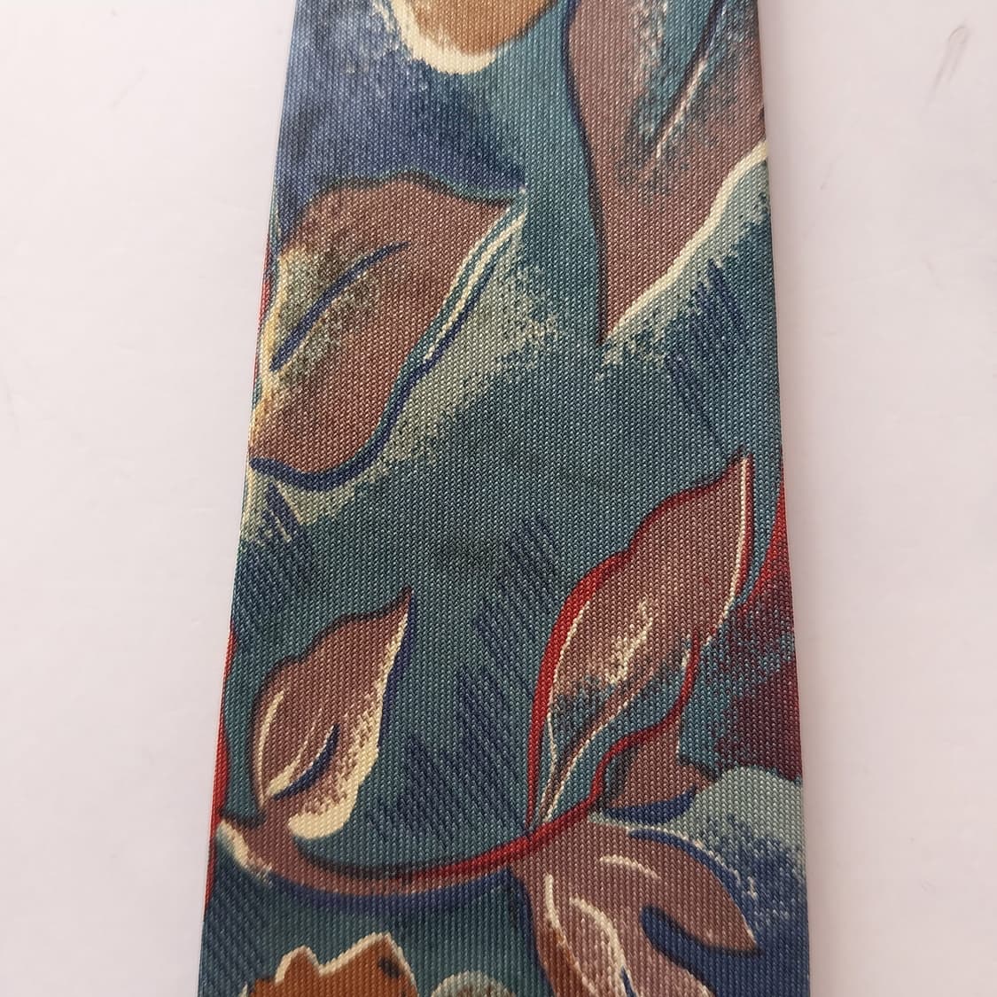 꾸레쥬 실크 그린 플로럴 아트 넥타이 9.4cm A등급 K1941 상품이미지8