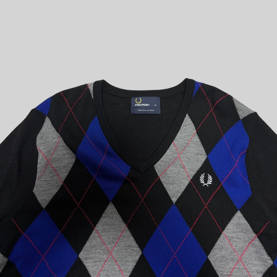 프레드페리 아가일 브이넥 메리노울 니트 M 상품이미지2
