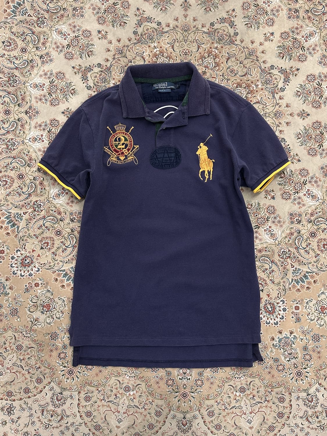 폴로 랄프로렌 네이비/골드 빅포니 럭비 카라티  상품이미지1