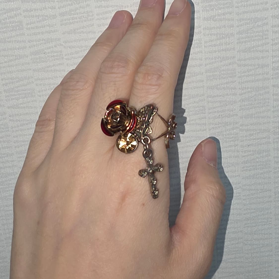 엑시즈팜 앤틱 골동품 고전 일본빈티지 장미 십자가 나비 큐빅반지 상품이미지4