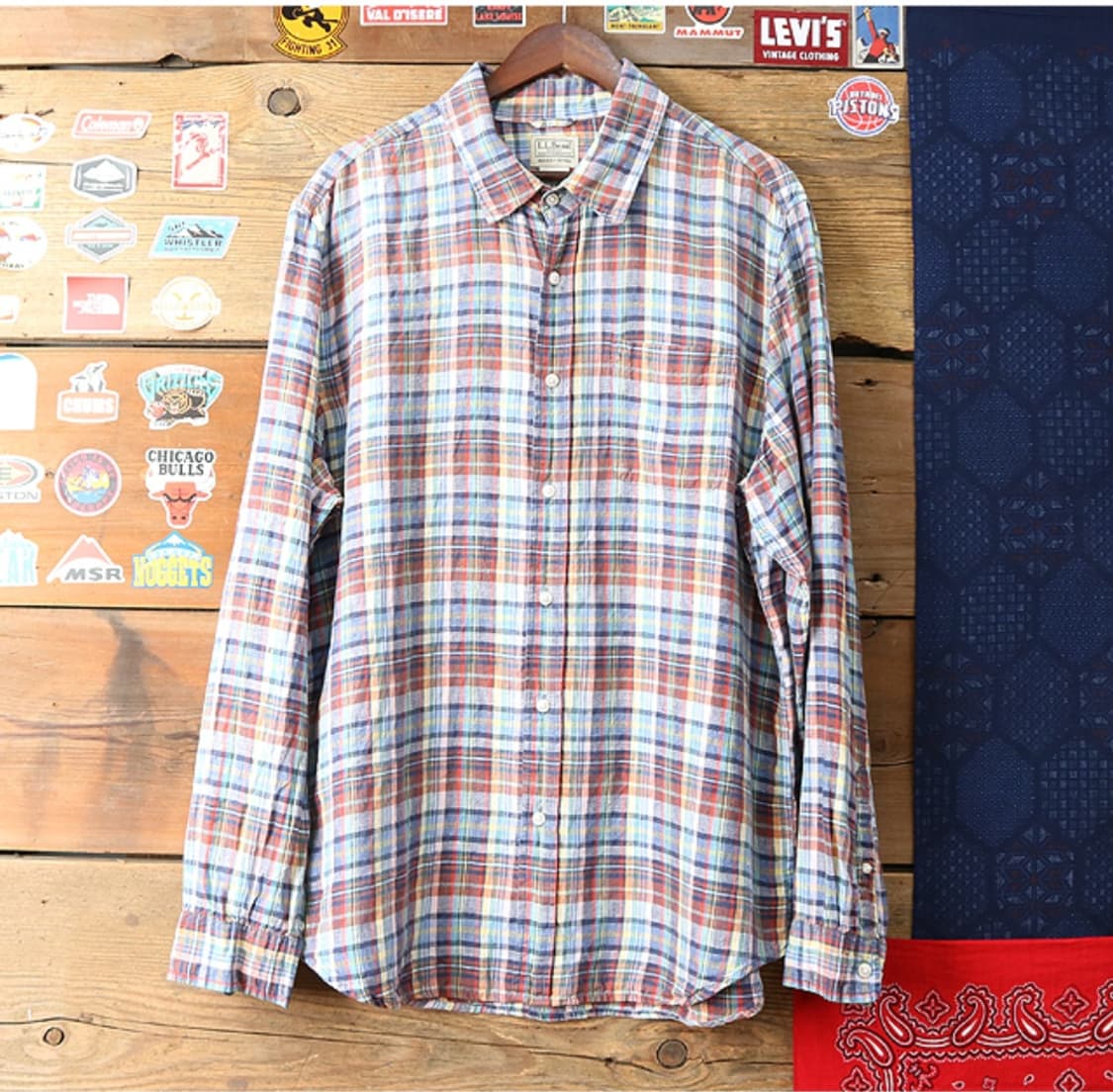
L.L BEAN 엘엘빈 리넨100% 체크남방 105-110 상품이미지1